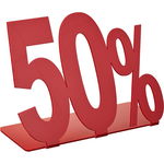 Подставка для ценников скидка 50%, 205х175 мм, акрил, красная