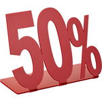 Подставка для ценников скидка 50%, 285х225 мм, акрил, красная