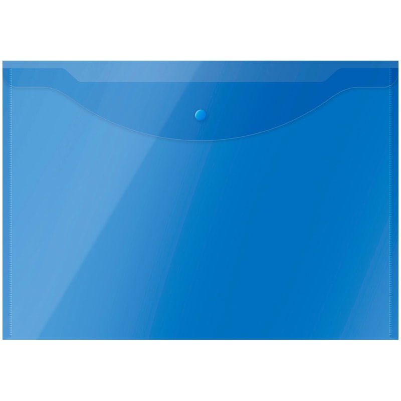Папка-конверт на кнопке А3 OfficeSpace 267523, 150 мкм, полупрозрачная, синяя