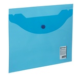 Папка-конверт с кнопкой малого формата (240х190 мм), А5, прозрачная, синяя, 0,18 мм, BRAUBERG, 22402…