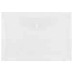 Папка-конверт на кнопке СТАММ А4, 150мкм, пластик, прозрачная, бесцветная