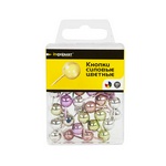 Кнопки силовые круглые inФОРМАТ KKGCM-30P, 30 штук, цветные металлик