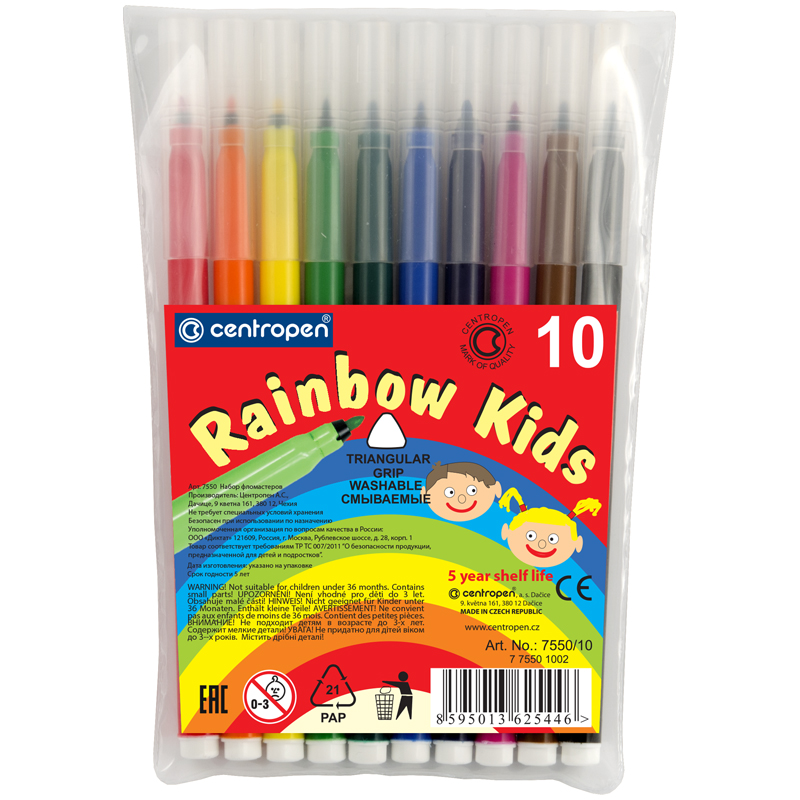 Фломастеры Centropen Rainbow Kids, 10 цветов
