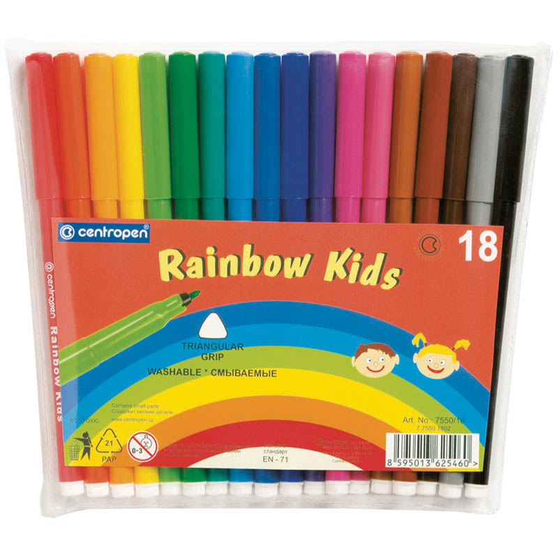 Фломастеры Centropen Rainbow Kids, 18 цветов