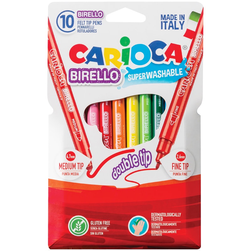 Фломастеры Carioca Birello dual tip 10 цветов набор двухсторонние Fine Maxi арт. 41438 Италия