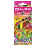 Фломастеры BRAUBERG Blooming flowers 150559, картонная упаковка с фольгой, 6 цветов