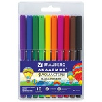 Фломастеры BRAUBERG АКАДЕМИЯ 151410, 10 цветов