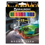 Фломастеры BRAUBERG InstaRacing 150548, картонная упаковка, выборочный лак, увеличенный срок службы,…