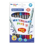 Фломастеры BRAUBERG PREMIUM DUAL-TIP, двухсторонние, два наконечника, 10 цветов