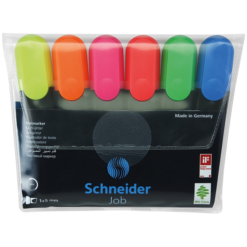 Набор текстовыделителей Schneider "Job" 115096, 6 цветов, 1-5 мм