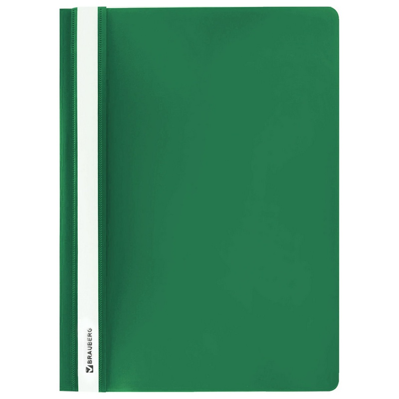 Папка-скоросшиватель с прозрачным верхом А4 BRAUBERG 220414, 180 мкм, зеленый