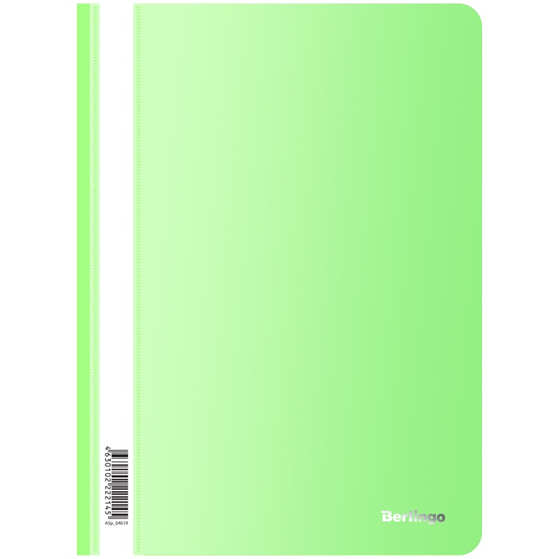 Папка-скоросшиватель пластиковая Berlingo "Neon" ASp_04619, А4, 180мкм, неоновая зеленая с прозрачным верхом