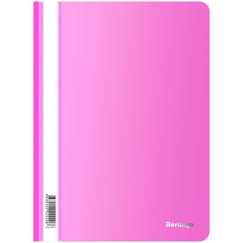 Папка-скоросшиватель пластиковая Berlingo "Neon" ASp_04612, А4, 180мкм, неоновая розовая с прозрачным верхом