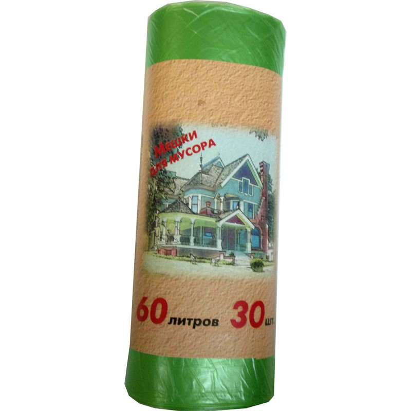 Пакеты для мусора 60 л, 58х66 см, ПНД, 10 мкм, 30 шт