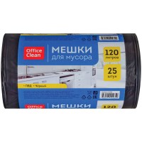 Пакеты для мусора OfficeClean 243964, ПВД, 120 л, 65х100 см, черный, 30 мкм, 25 шт