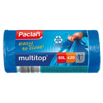 Пакеты для мусора с завязками Paclan MULTI-TOP, 60 л, 60х77 см, синий, 14 мкм, 20 шт