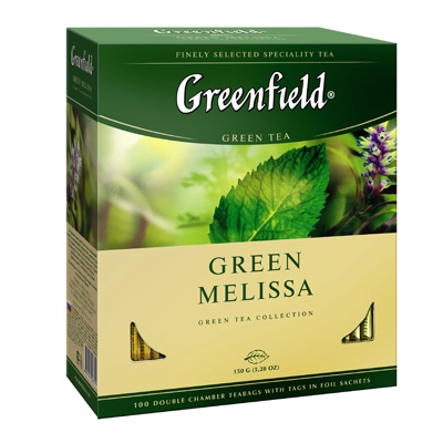 Чай Greenfield Green Melissa, зеленый, 100 пакетиков
