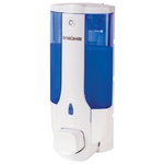 Диспенсер для жидкого мыла ЛАЙМА 603921, наливной, 0,38 л, ABS-пластик, цвет белый с синим