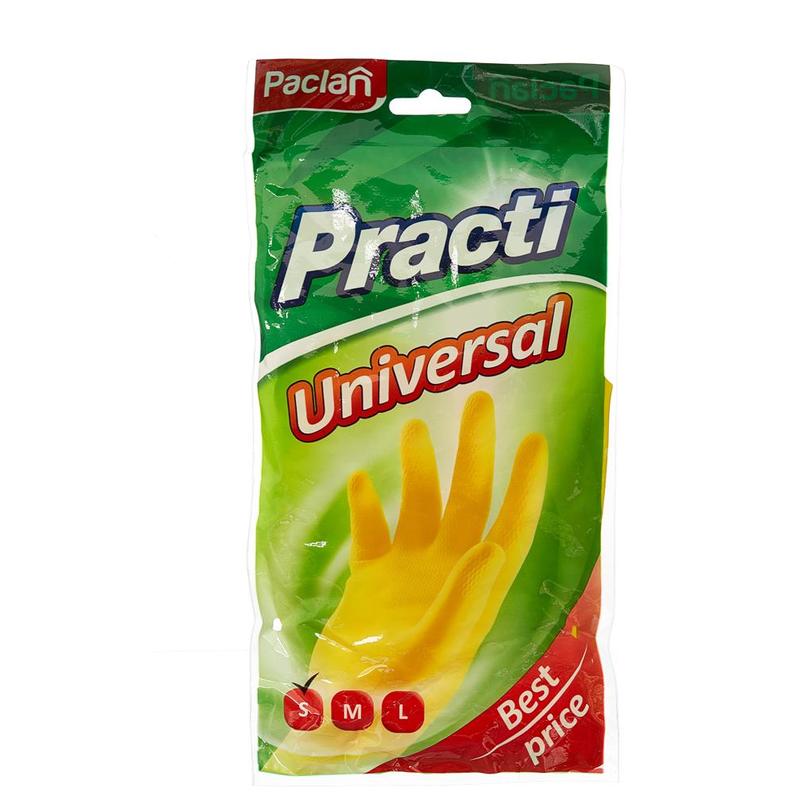 Перчатки резиновые латексные Paclan Practi Universal, с хлопковым напылением, S