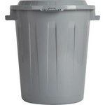 Бак для мусора с крышкой 90 л, 65х55х64, серый, пластик