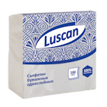 Салфетки сервировочные Luscan 1-слойные, белые с тиснением, 24x24 см, 100 шт. в упак