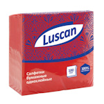 Салфетки сервировочные Luscan 1-слойные, красные с тиснением, 24x24 см, 100 шт. в упак