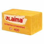 Салфетки бумажные 400 шт., 24х24 см, "Big Pack", жёлтые, 100% целлюлоза, LAIMA, 114726