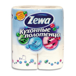 Полотенца бумажные Zewa 2-слойные, белые с тиснением, 2 рул. в упак