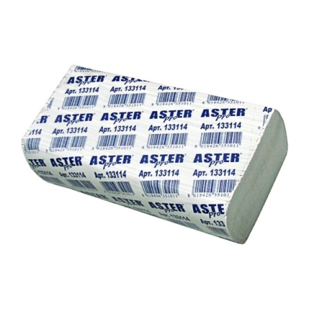 Полотенца бумажные Aster Pro, 133114, белые, с тиснением, 1-слойные, 25х220 л. в упак