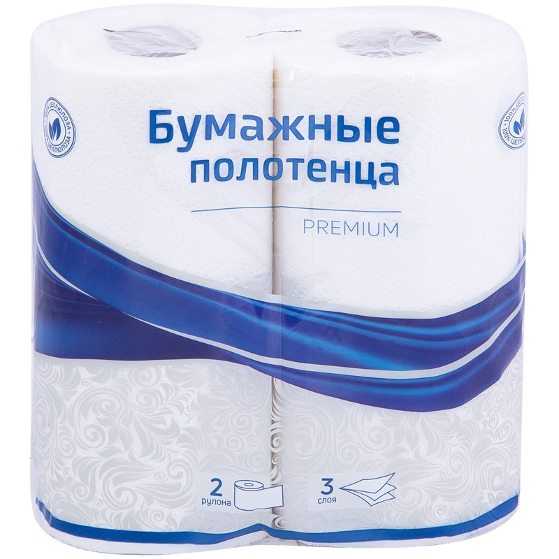 Полотенца бумажные в рулонах OfficeClean "Premium", 3-слойные, 11м/рул, белые с тиснением, 2 рул. в упак
