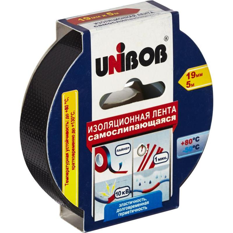 Лента электроизоляционная самослипающаяся Unibob 19 мм х 5 м, черная