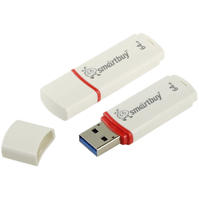 USB Flash память Smart Buy "Crown" SB64GBCRW-W, 64GB, USB 2.0 Flash Drive, белая