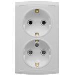 Розетка Елизавета двойная с заземлением, РА16-760, слоновая кость