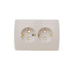 Розетка Елизавета двойная с заземлением, РС16-762, белая