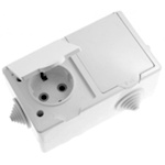 Розетка брызгозащитная двойная с заземлением, РА16-759 IP44, белая