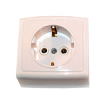 Розетка Елизавета одинарная с заземлением, РА16-227, слоновая кость