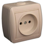 Розетка Nata одинарная, керамика, кремовая