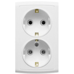 Розетка Елизавета двойная с заземлением, РА16-760, белая