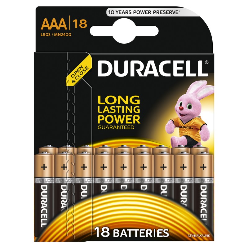 Батарейки Duracell ААA LR03, MN2400, 18BL Bacic, алкалиновые, 18 шт