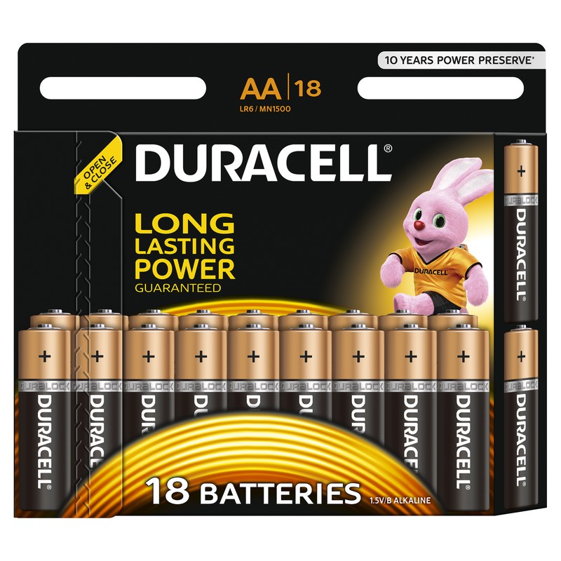 Батарейка Duracell Basic AA LR6 пальчиковые, алкалиновые,1,5 В, 18 шт