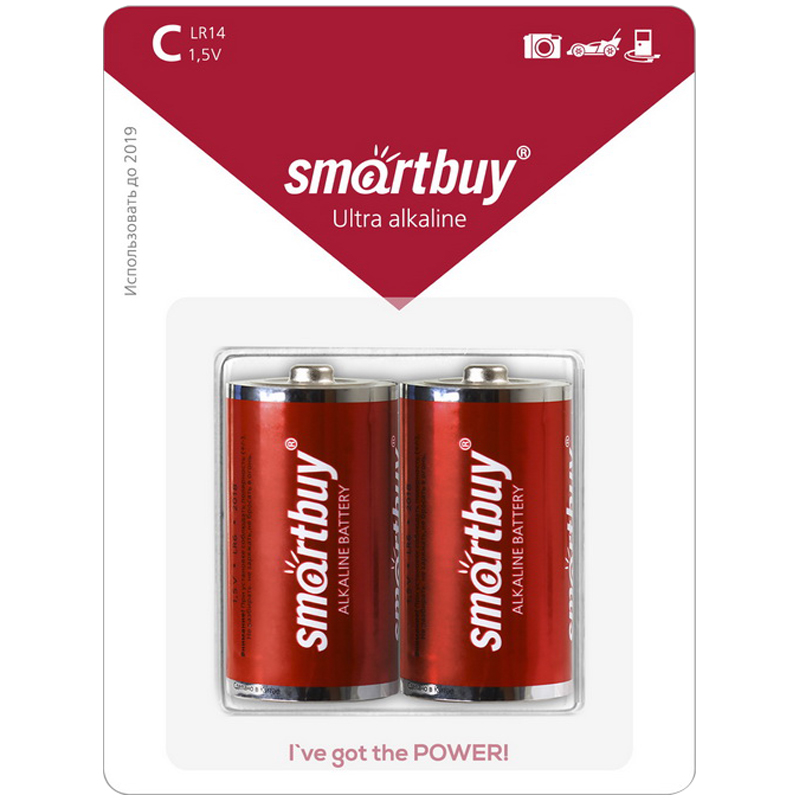 Батарейки SmartBuy C LR14 BC2, 1,5V, 2 шт упак