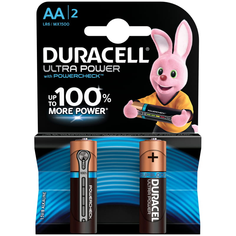 Батарейки Duracell UltraPower AA LR06, алкалиновая, BL2 1,5V 1 шт
