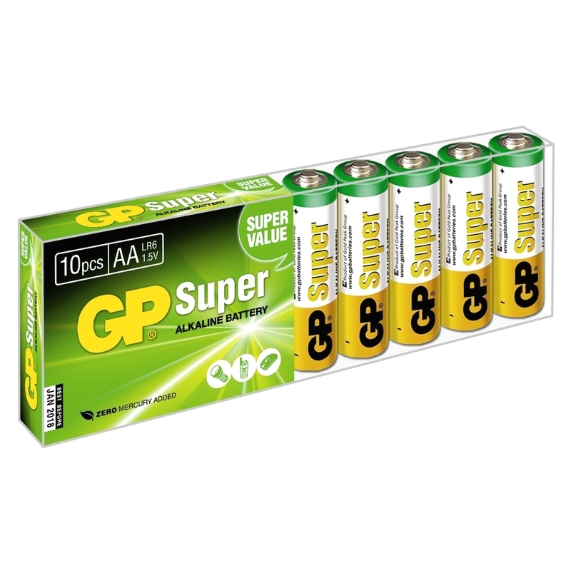 Батарейки GP Super Alkaline AA LR6 15A, алкалиновые, 10 шт