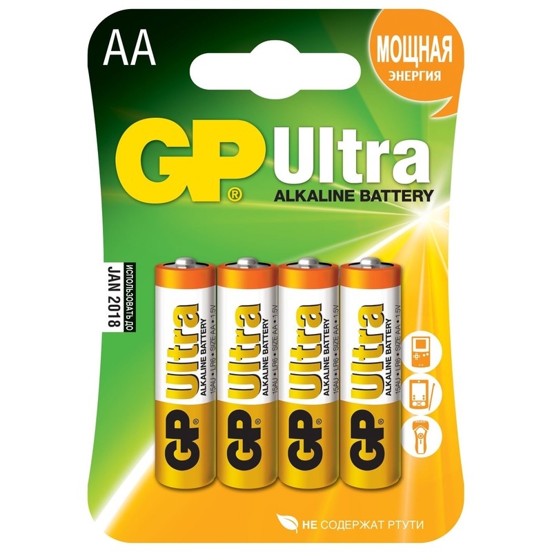 Батарейки алкалиновые GP Ultra AA LR6 15AU 4 шт
