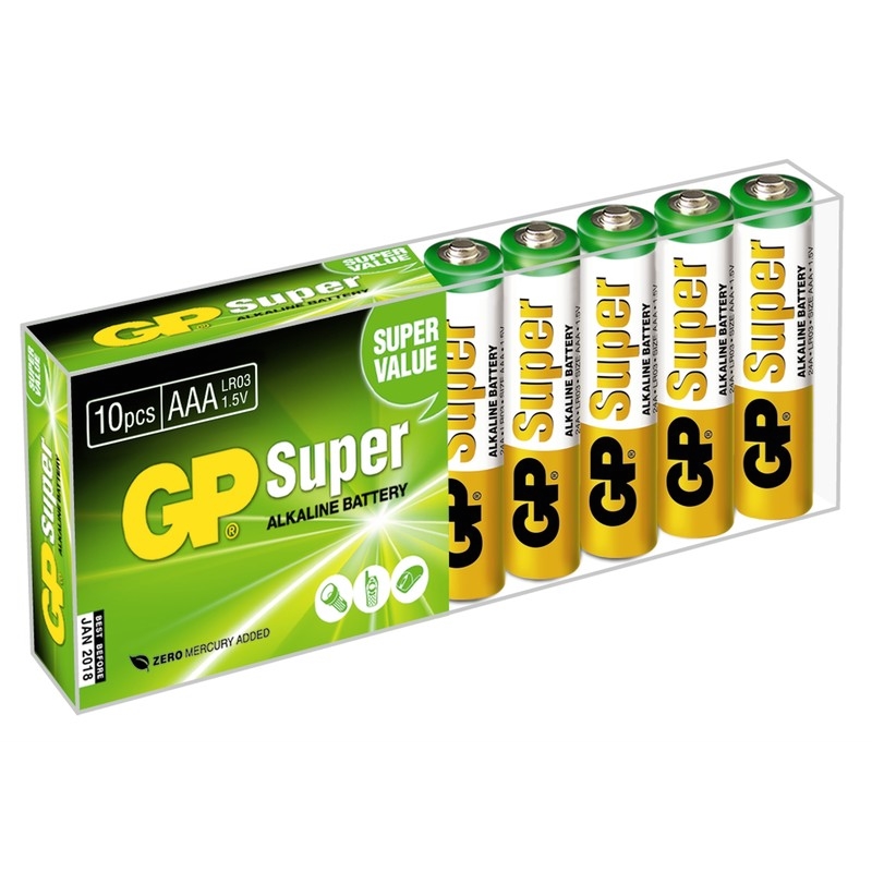 Батарейки GP Super Alkaline AAA LR03 24A алкалиновые, 10 шт