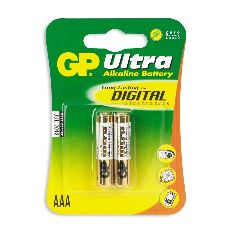 Батарейки алкалиновые GP Ultra AAA A286 LR03, 1.5В, 2 шт