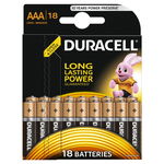 Батарейки Duracell ААA LR03, MN2400, 18BL Bacic, алкалиновые, 18 шт