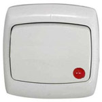 Выключатель Елизавета одноклавишный с подсветкой А16-182, белый