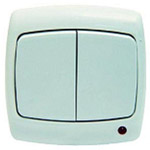 Выключатель Елизавета двухклавишный с подсветкой А56-183, белый