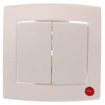 Выключатель Елизавета двухклавишный с подсветкой А56-183, слоновая кость